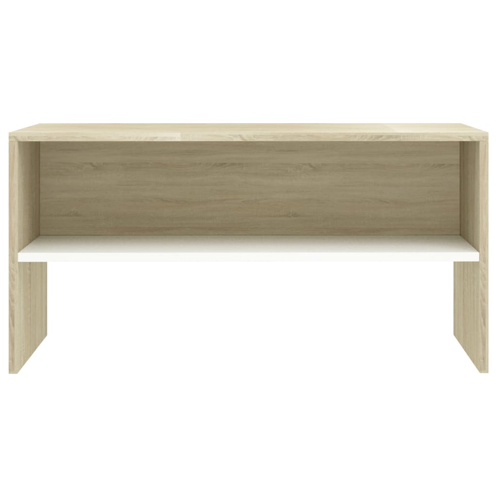 TV-Schrank Weiß und Sonoma-Eiche 80 x 40 x 40 cm Spanplatte