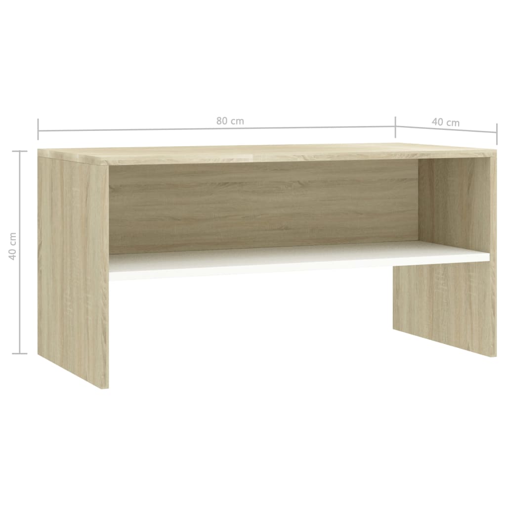 TV-Schrank Weiß und Sonoma-Eiche 80 x 40 x 40 cm Spanplatte