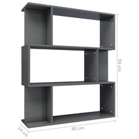 Thumbnail for Bücherregal/Raumteiler Hochglanz-Grau 80×24×96 cm Spanplatte
