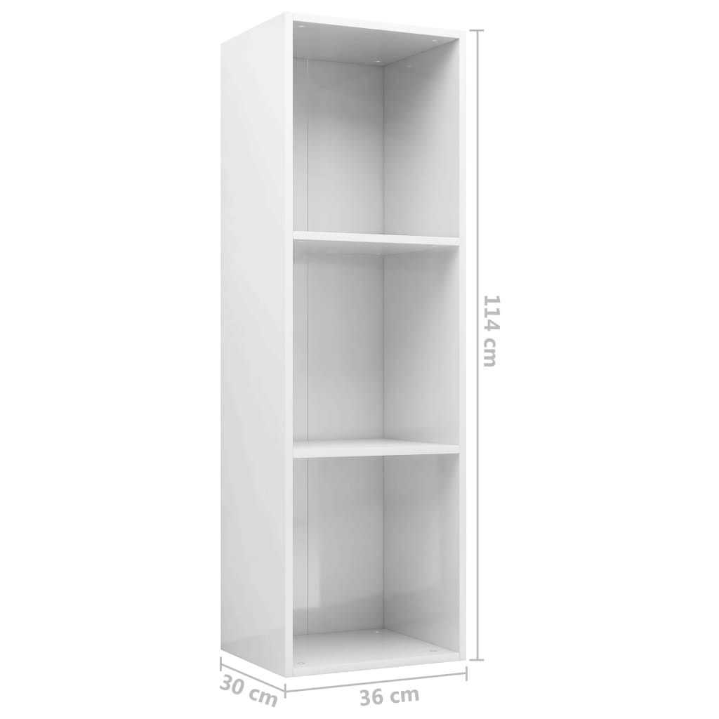 Bücherregal/TV-Schrank Hochglanz-Weiß 36x30x114 cm Spanplatte