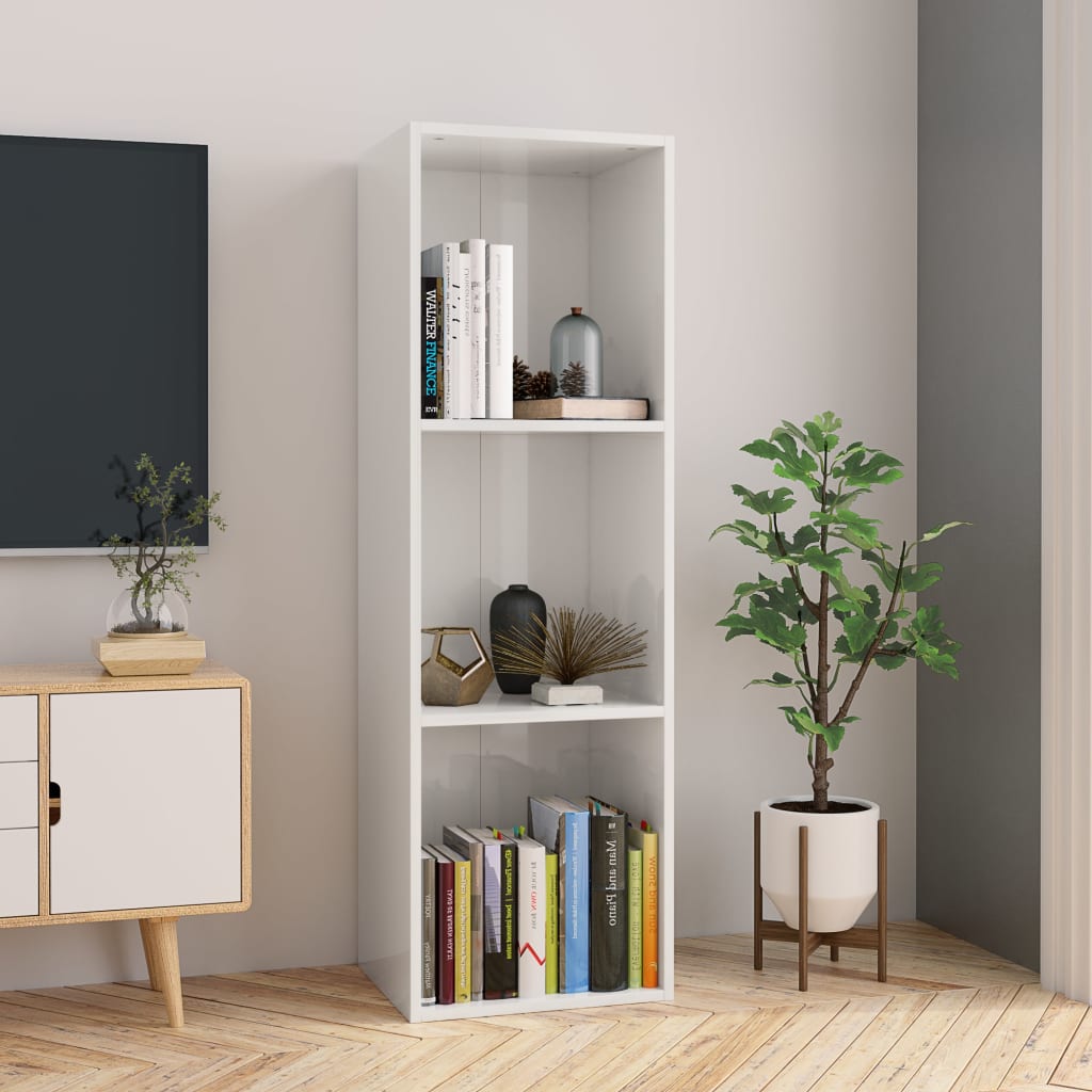 Bücherregal/TV-Schrank Hochglanz-Weiß 36x30x114 cm Spanplatte