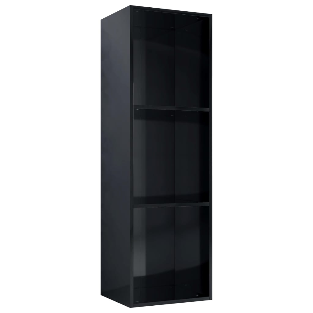 Bücherregal/TV-Schrank Hochglanz-Schwarz 36x30x114cm Spanplatte