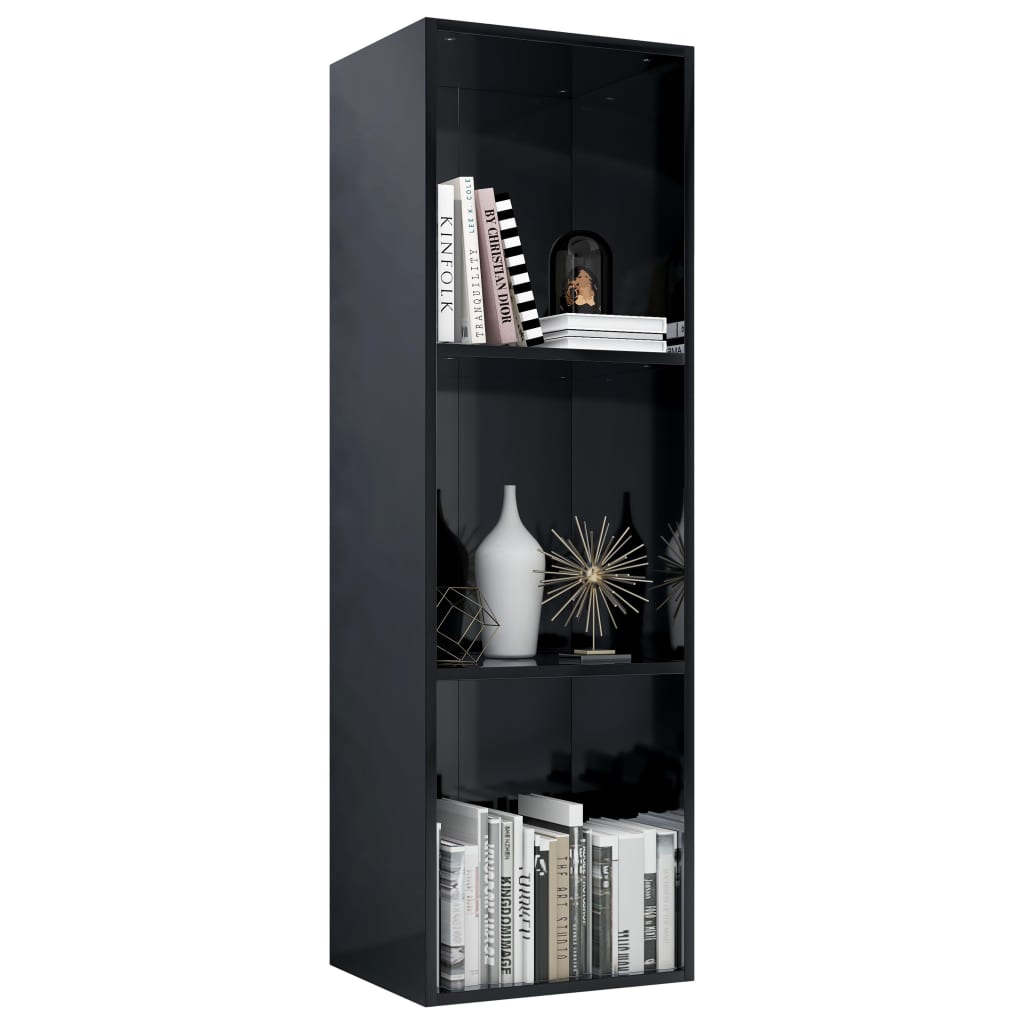Bücherregal/TV-Schrank Hochglanz-Schwarz 36x30x114cm Spanplatte