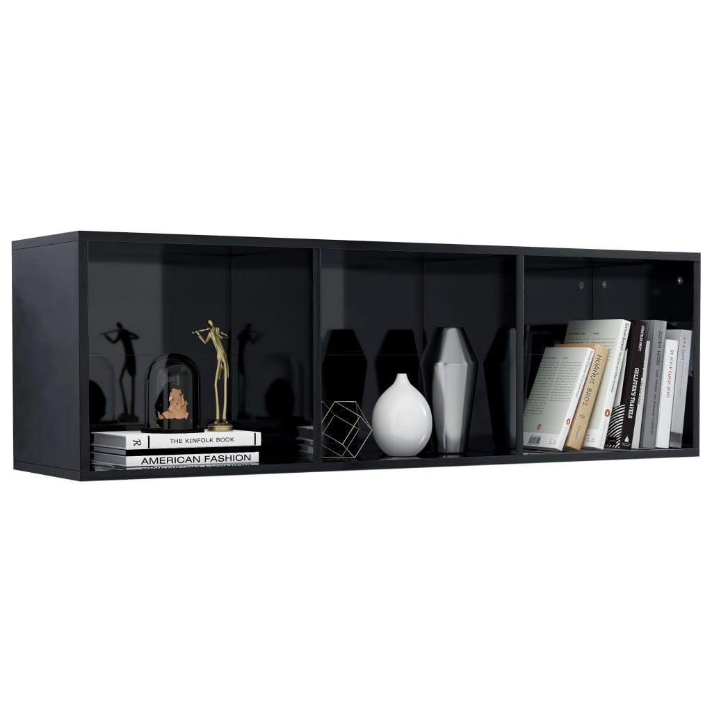 Bücherregal/TV-Schrank Hochglanz-Schwarz 36x30x114cm Spanplatte