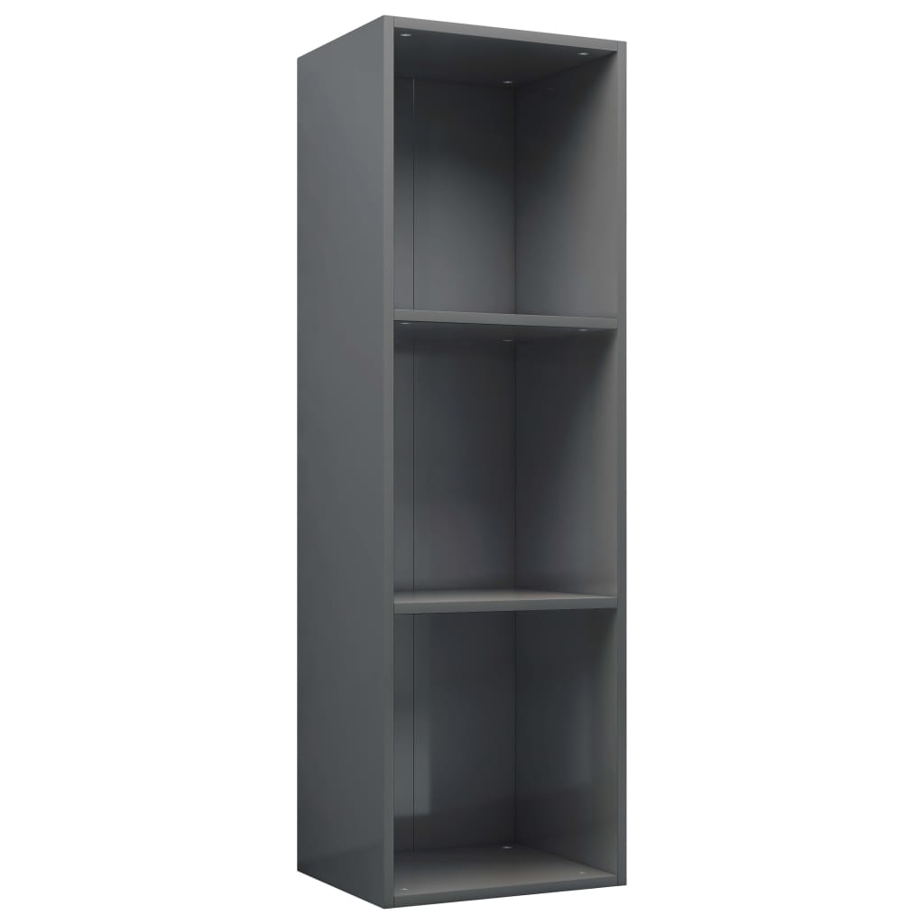 Bücherregal/TV-Schrank Hochglanz-Grau 36x30x114 cm Spanplatte