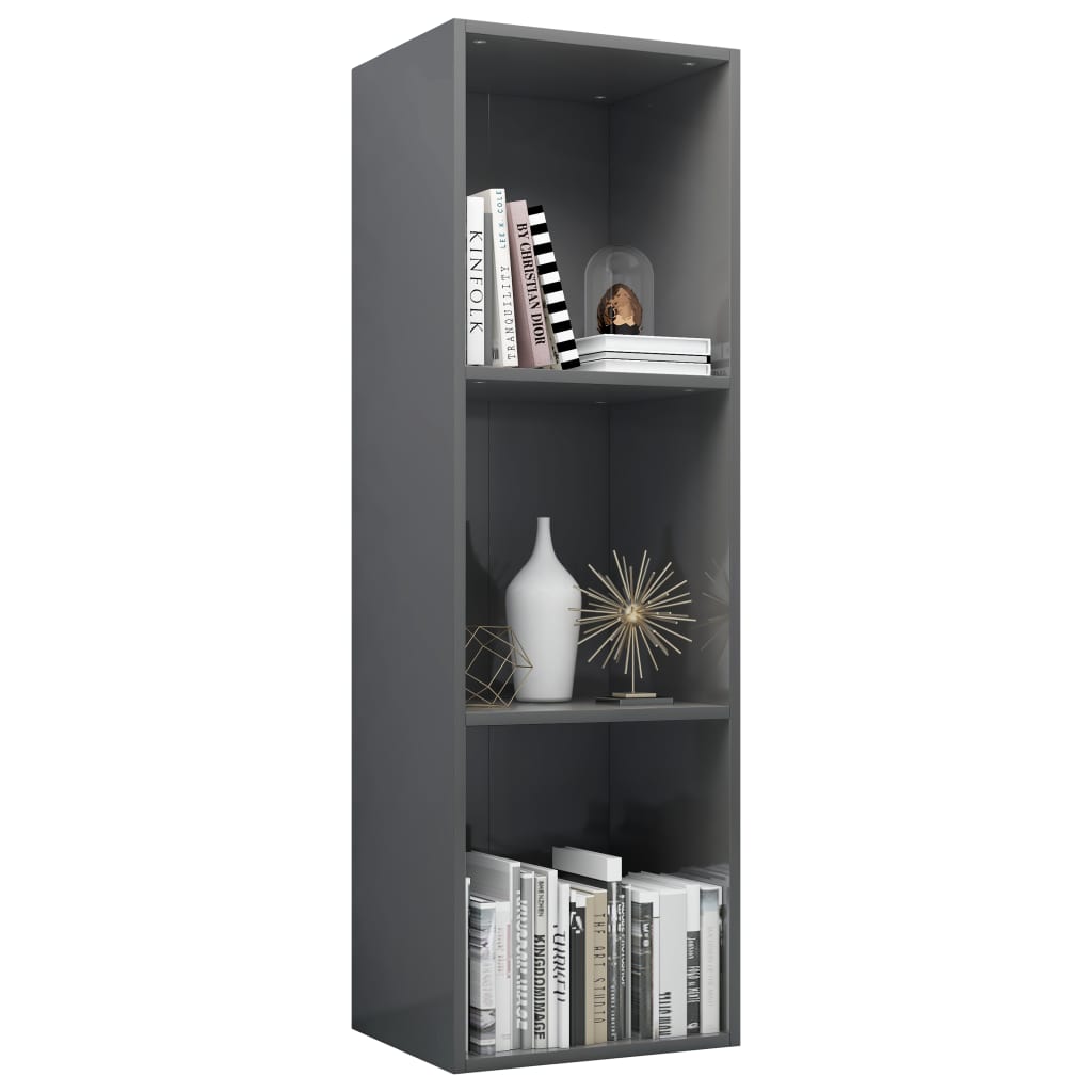 Bücherregal/TV-Schrank Hochglanz-Grau 36x30x114 cm Spanplatte