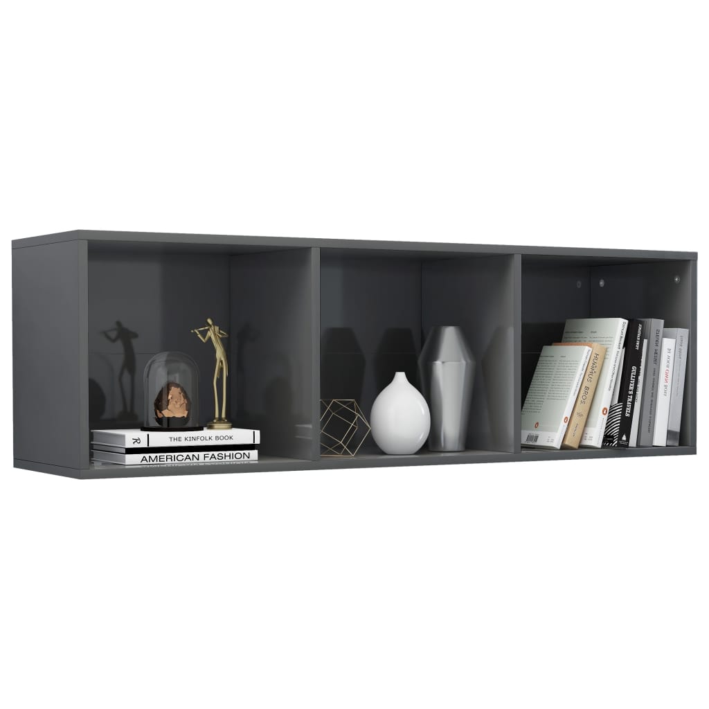 Bücherregal/TV-Schrank Hochglanz-Grau 36x30x114 cm Spanplatte
