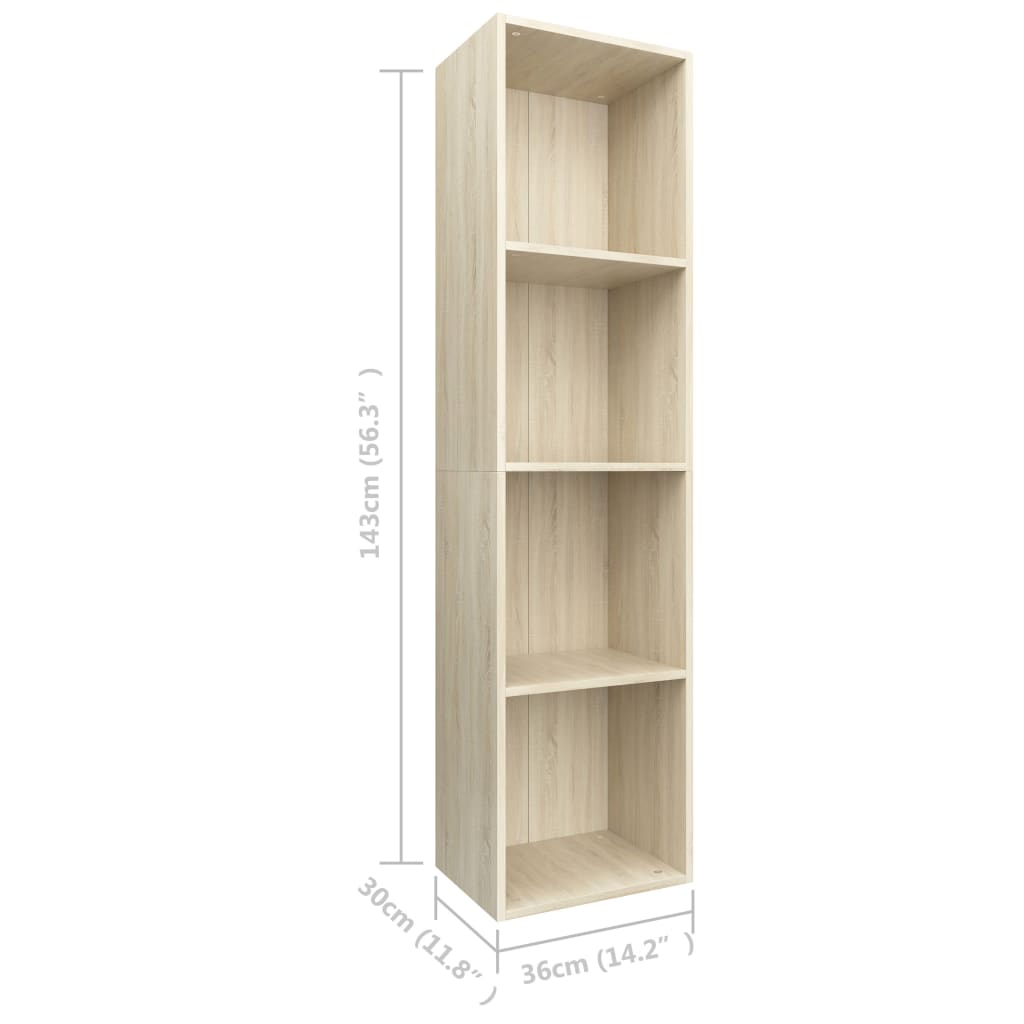 Bücherregal/TV-Schrank Sonoma Eiche 36 x 30 x 143 cm Spanplatte