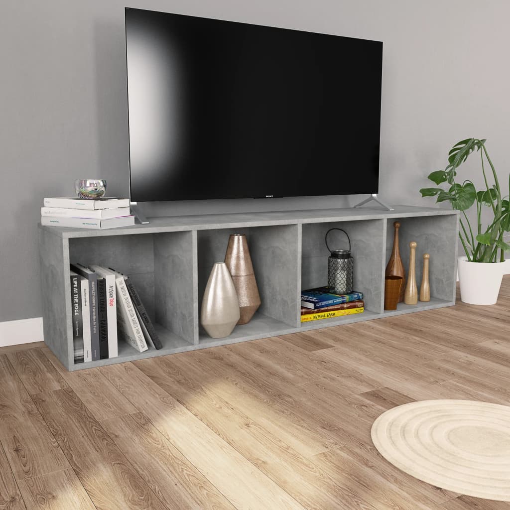 Bücherregal/TV-Schrank Betongrau 36 x 30 x 143 cm Spanplatte