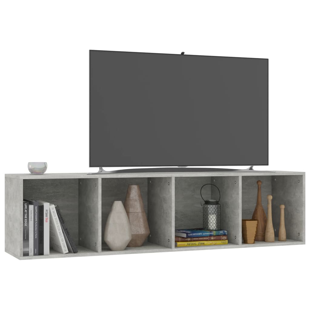 Bücherregal/TV-Schrank Betongrau 36 x 30 x 143 cm Spanplatte