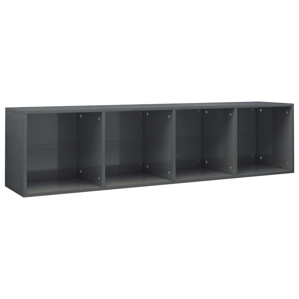 Bücherregal/TV-Schrank Hochglanz-Grau 36x30x143cm Holzwerkstoff