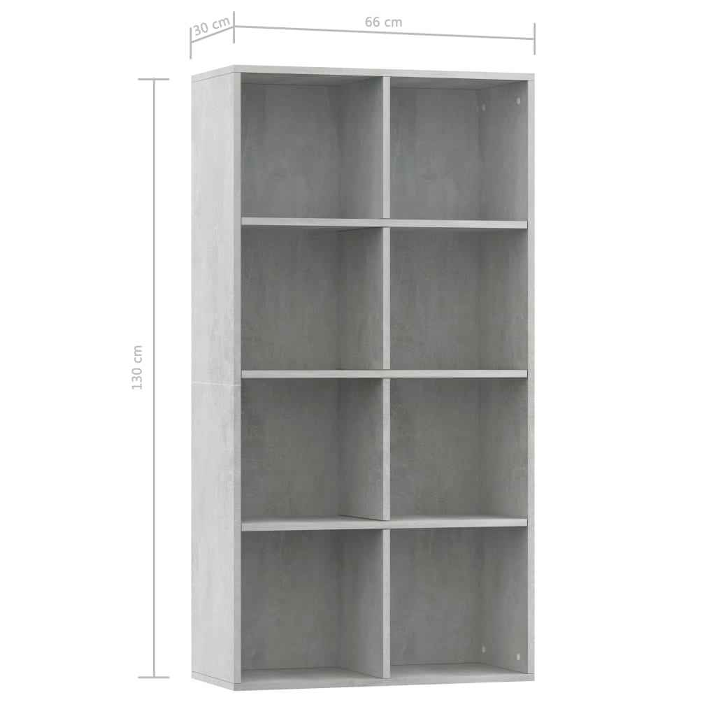 Bücherregal/Sideboard Betongrau 66×30×130 cm Spanplatte
