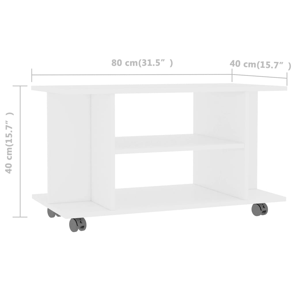 TV-Schrank mit Rollen Weiß 80×40×40 cm Spanplatte