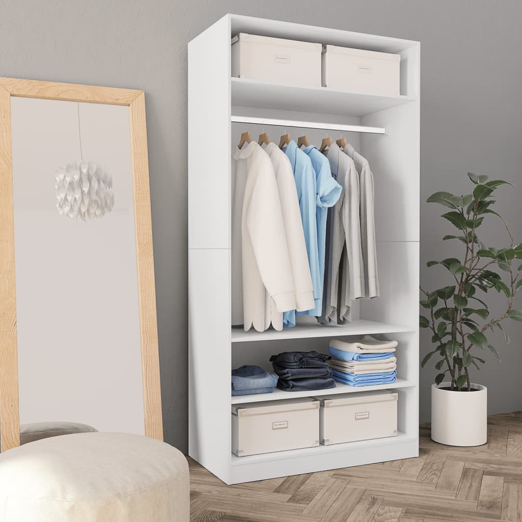Kleiderschrank Weiß 100×50×200 cm Holzwerkstoff