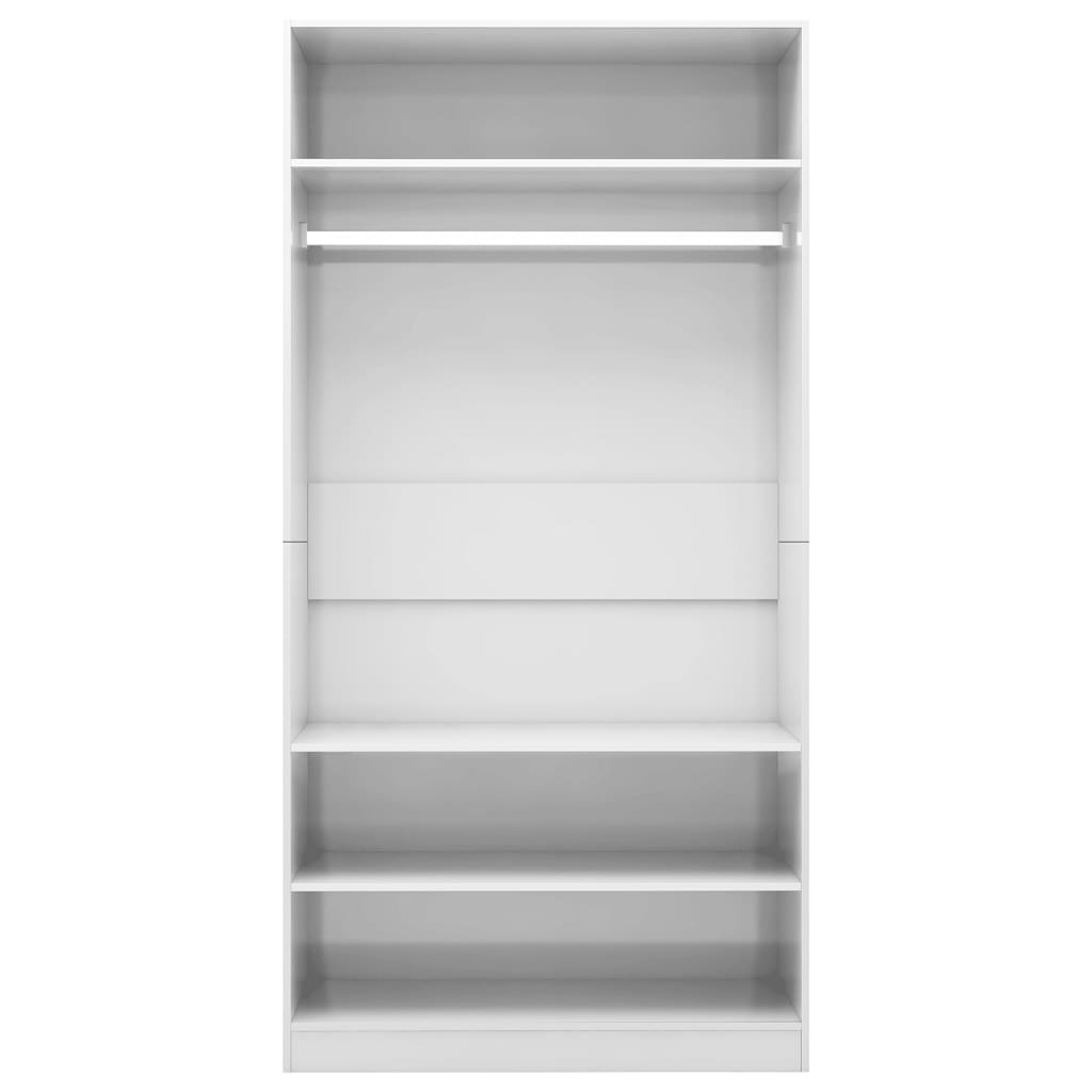 Kleiderschrank Hochglanz-Weiß 100x50x200 cm Holzwerkstoff