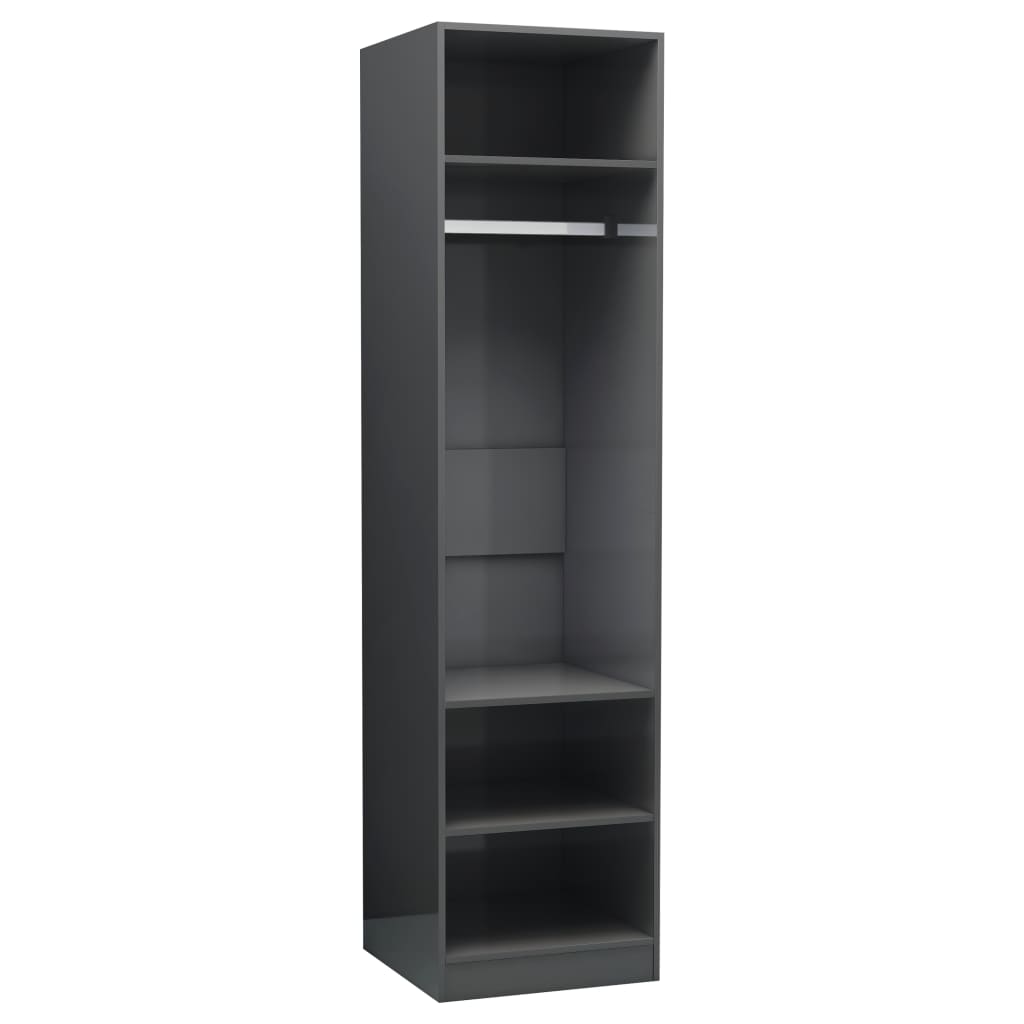 Kleiderschrank Hochglanz-Grau 50×50×200 cm Spanplatte