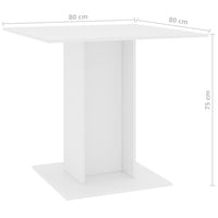 Thumbnail for Esstisch Weiß 80x80x75 cm Holzwerkstoff