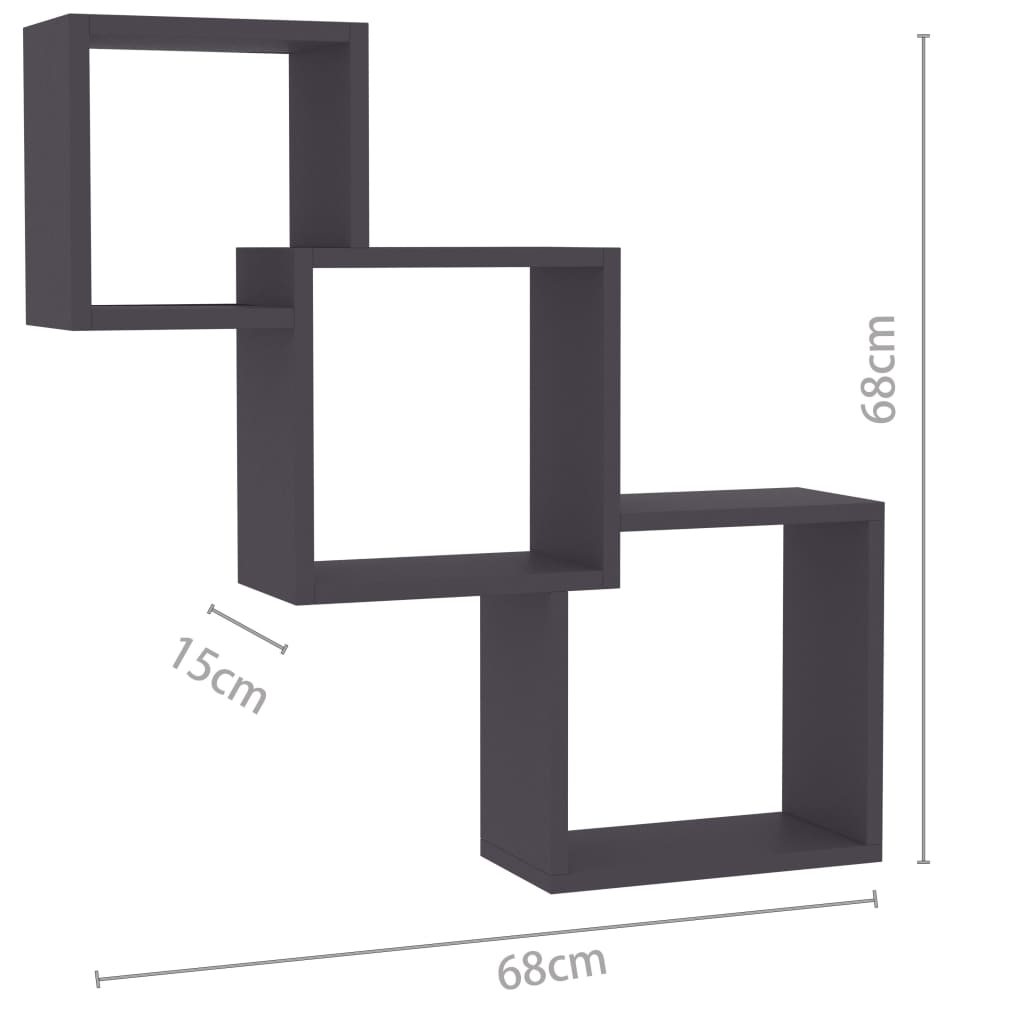 Cube Wandregale Grau 84,5×15×27 cm Spanplatte