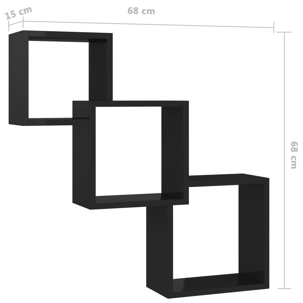 Cube Wandregale Hochglanz-Schwarz 84,5×15×27 cm Spanplatte