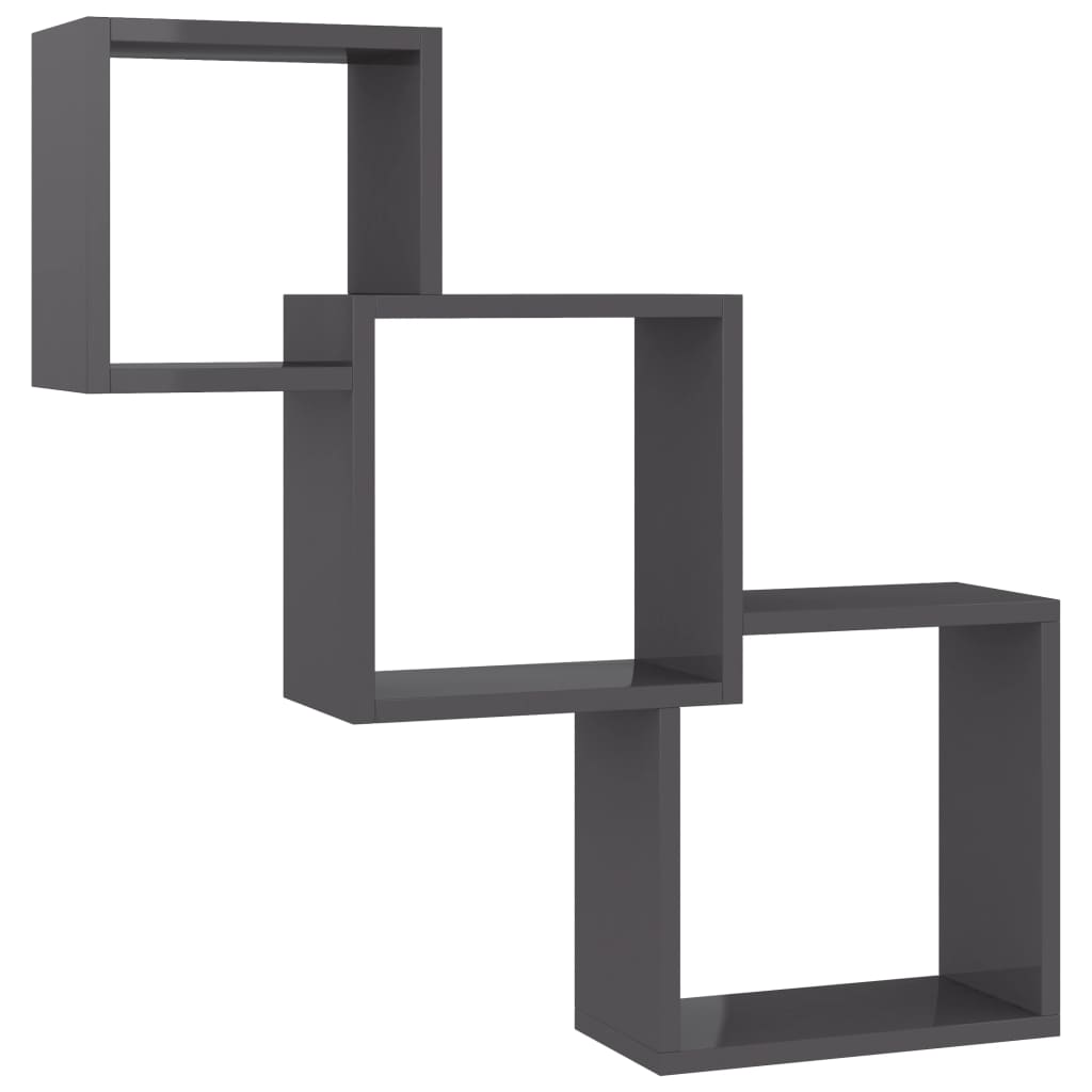 Cube Wandregale Hochglanz-Grau 84,5×15×27 cm Spanplatte