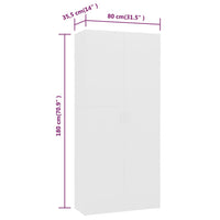 Thumbnail for Schuhschrank Weiß 80x35,5x180 cm Holzwerkstoff