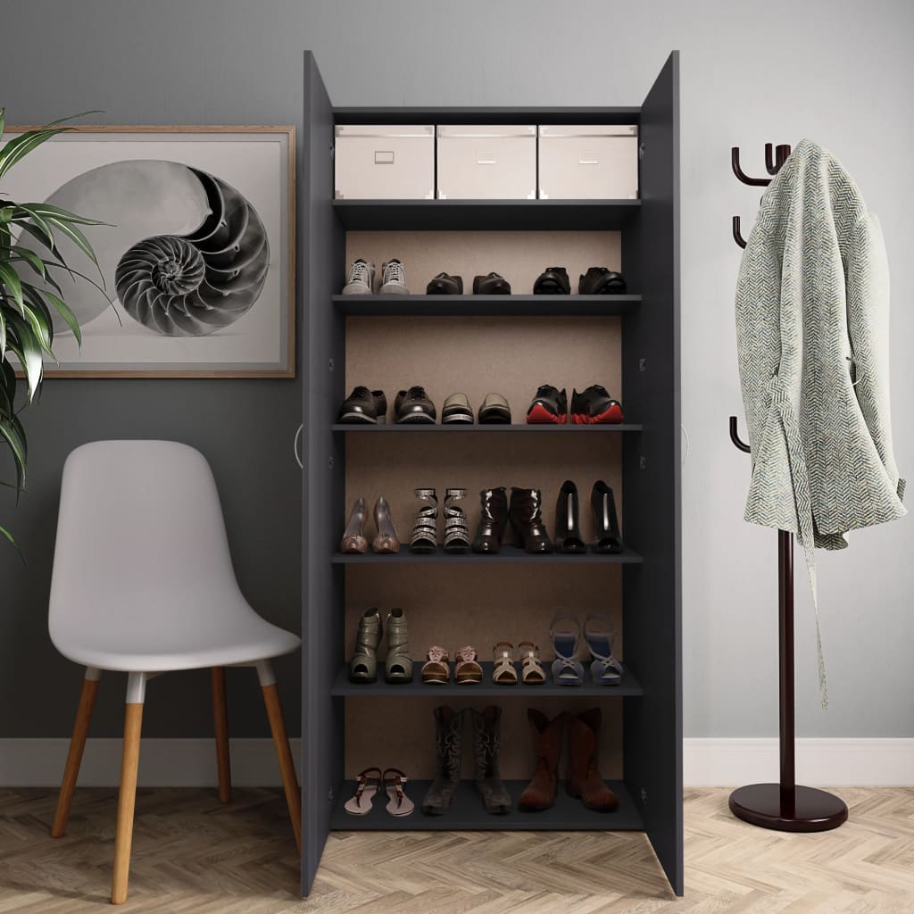 Schuhschrank Grau 80×35,5×180 cm Spanplatte