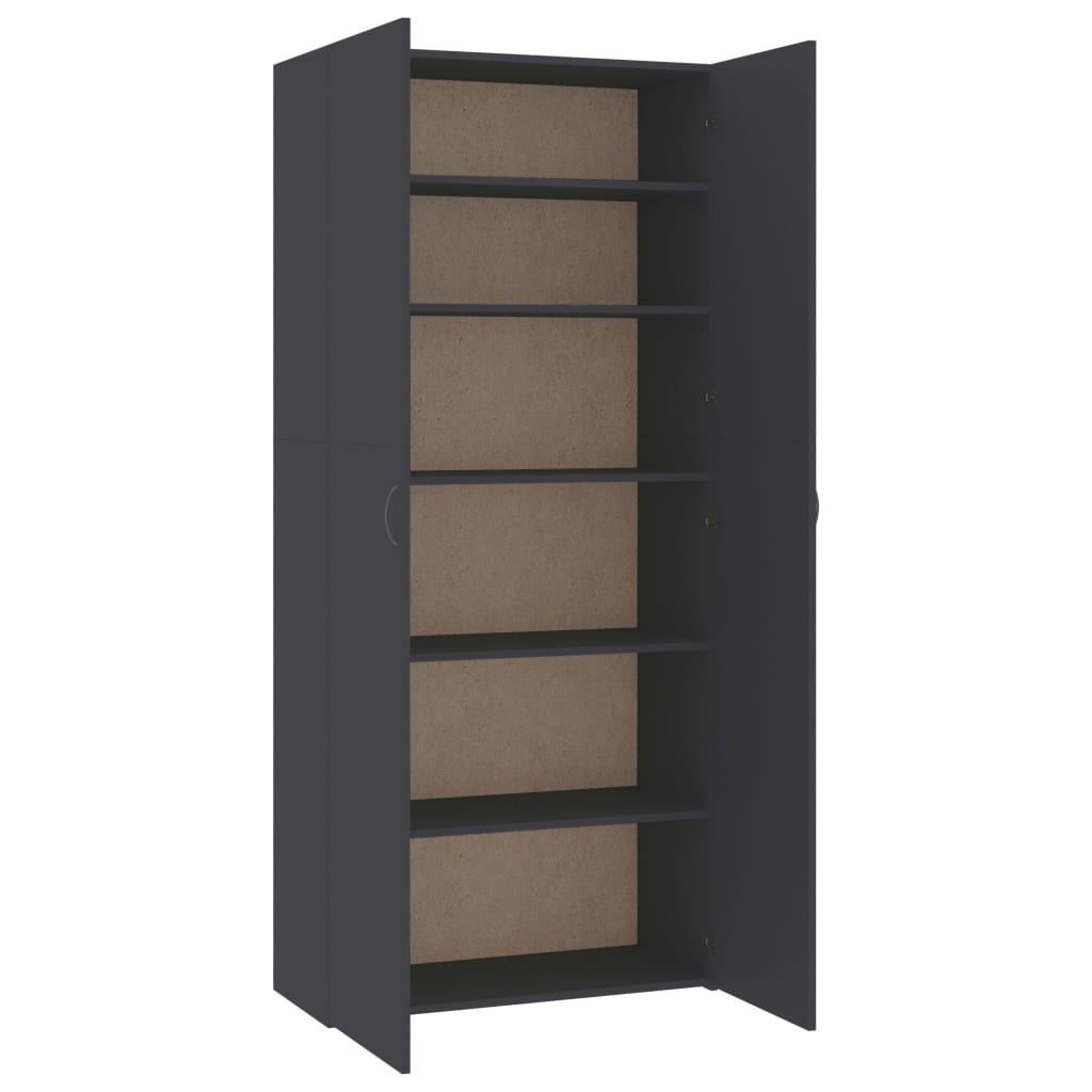 Schuhschrank Grau 80×35,5×180 cm Spanplatte