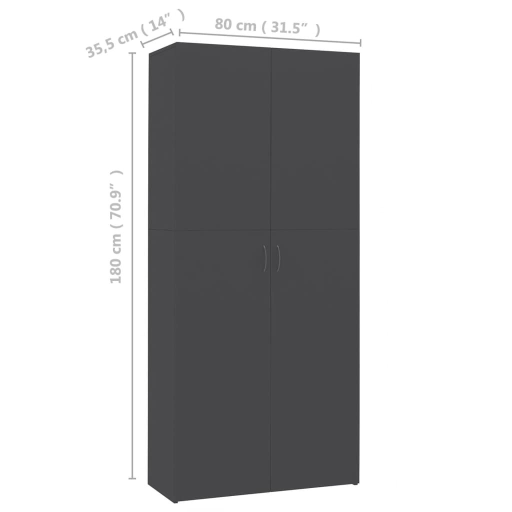 Schuhschrank Grau 80×35,5×180 cm Spanplatte