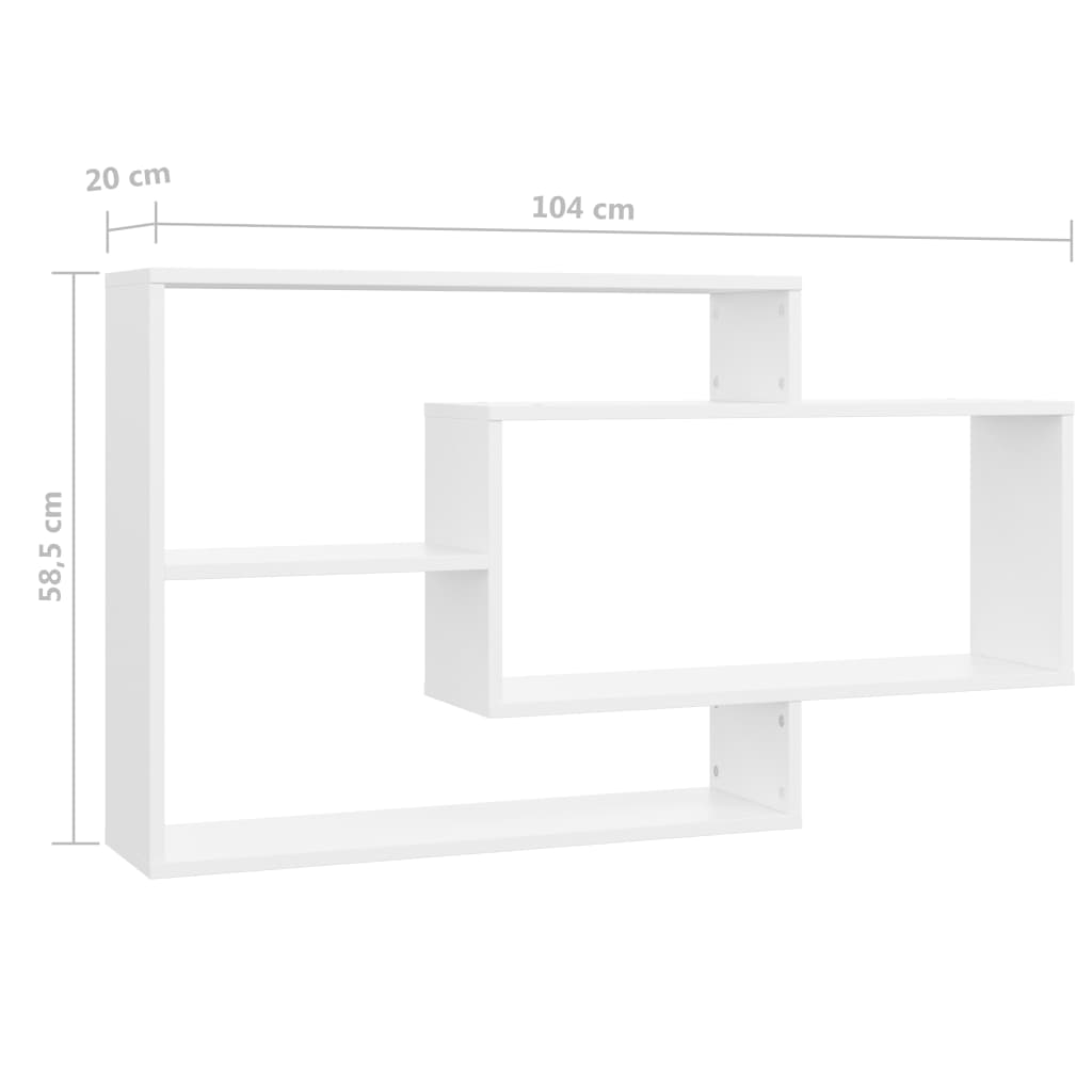 Wandregale Weiß 104x20x58,5 cm Spanplatte