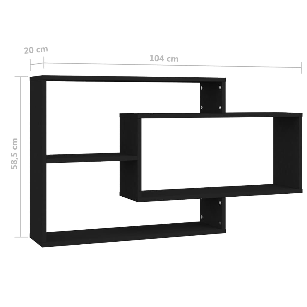 Wandregale Schwarz 104x20x58,5 cm Spanplatte