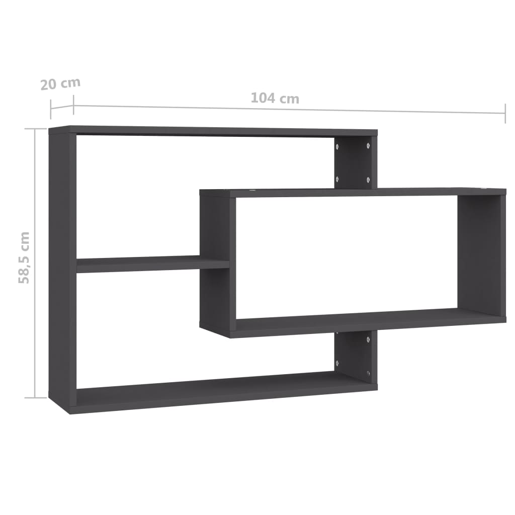 Wandregale Grau 104x20x58,5 cm Spanplatte