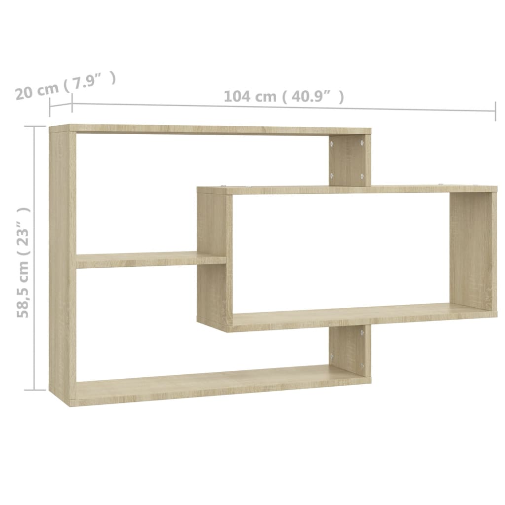 Wandregale Sonoma-Eiche 104x20x58,5 cm Spanplatte