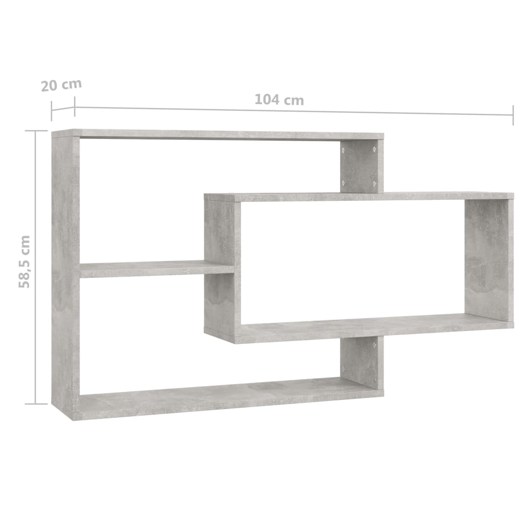 Wandregale Betongrau 104x20x58,5 cm Spanplatte