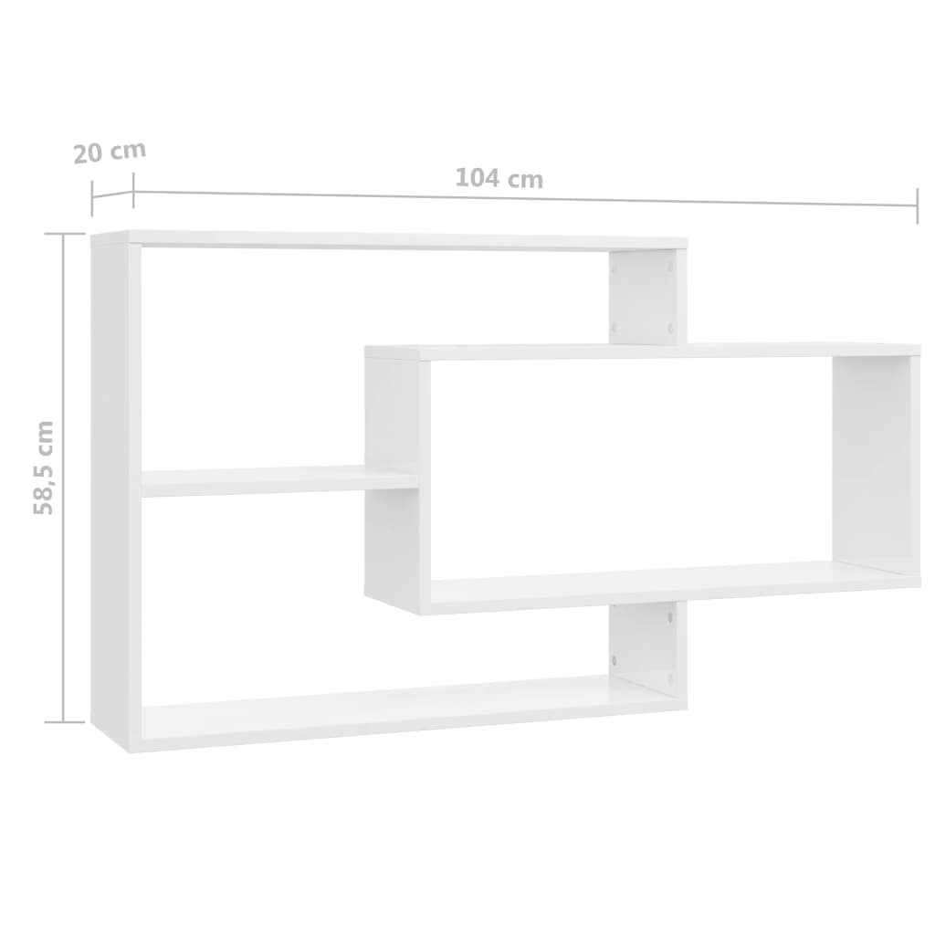 Wandregale Hochglanz-Weiß 104x20x58,5 cm Spanplatte