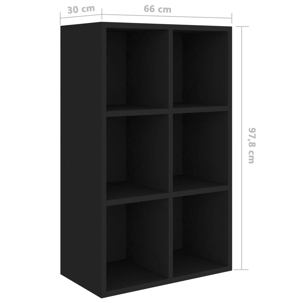 Bücherregal/Sideboard Schwarz 66×30×97,8 cm Spanplatte