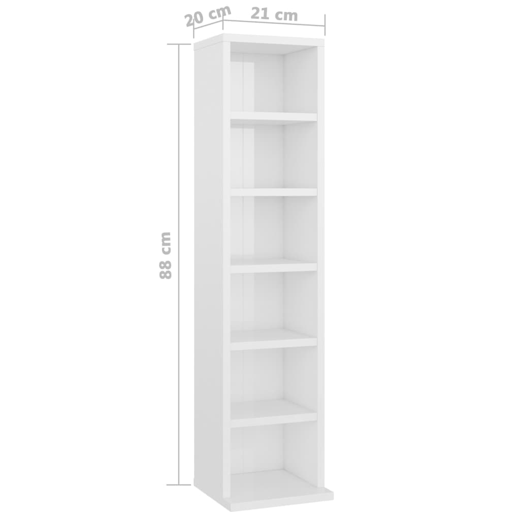 CD-Schrank Hochglanz-Weiß 21x20x88 cm Holzwerkstoff