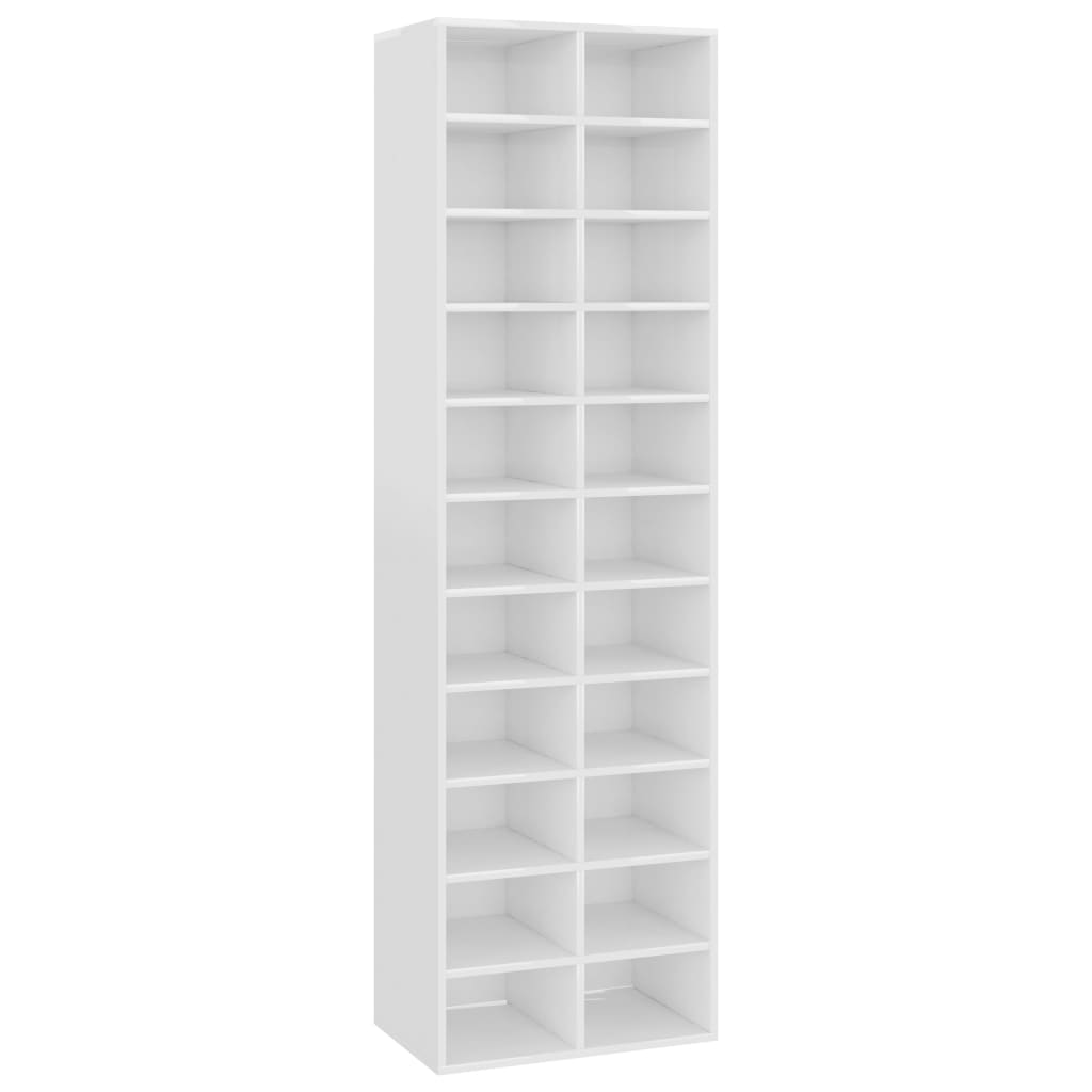 Schuhschrank Hochglanz-Weiß 54×34×183 cm Spanplatte