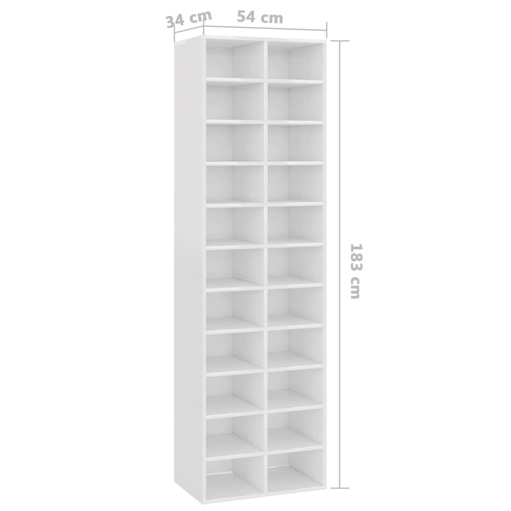 Schuhschrank Hochglanz-Weiß 54×34×183 cm Spanplatte