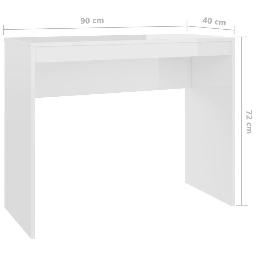 Schreibtisch Hochglanz-Weiß 90x40x72 cm Holzwerkstoff