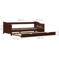 Thumbnail for Ausziehsofa Bettgestell Dunkelbraun Kiefernholz 90×200 cm