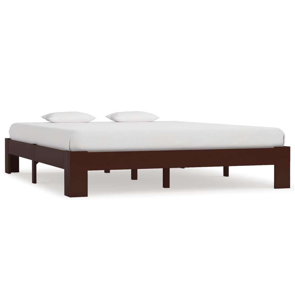 283303 vidaXL Bed Frame Dark Brown Solid Pine Wood 180x200 cm