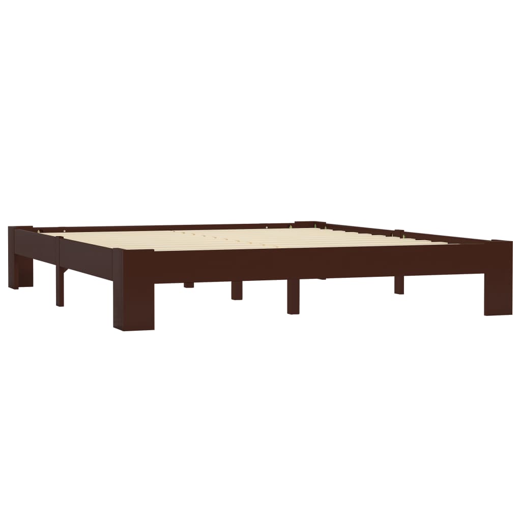 283303 vidaXL Bed Frame Dark Brown Solid Pine Wood 180x200 cm
