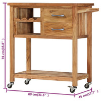Thumbnail for Servierwagen 80x45x91 cm Massivholz Akazie