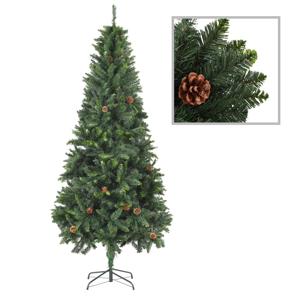 Künstlicher Weihnachtsbaum mit Kiefernzapfen Grün 210 cm