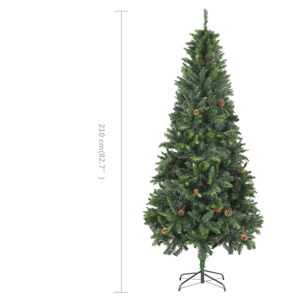 Künstlicher Weihnachtsbaum mit Kiefernzapfen Grün 210 cm