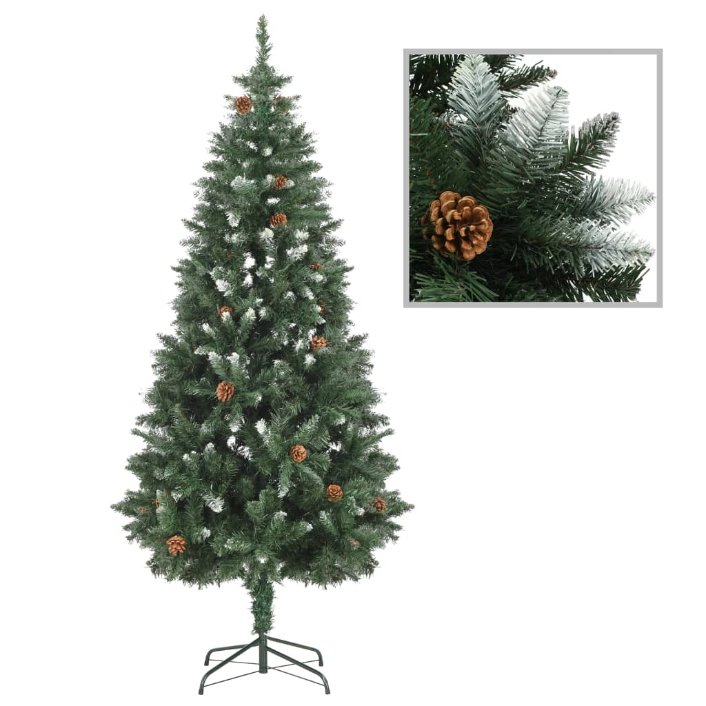 Künstlicher Weihnachtsbaum Kiefernzapfen Weißem Glitzer 180 cm