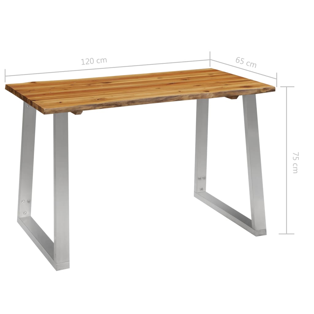 Esstisch 120×65×75 cm Akazie Massivholz und Edelstahl