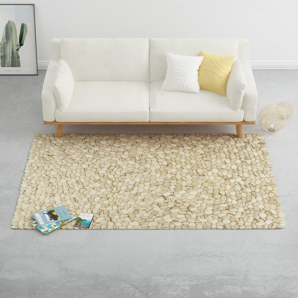 Teppich Wollfilz Kiesel 160×230cm Beige/Grau/Braun/Schokolade