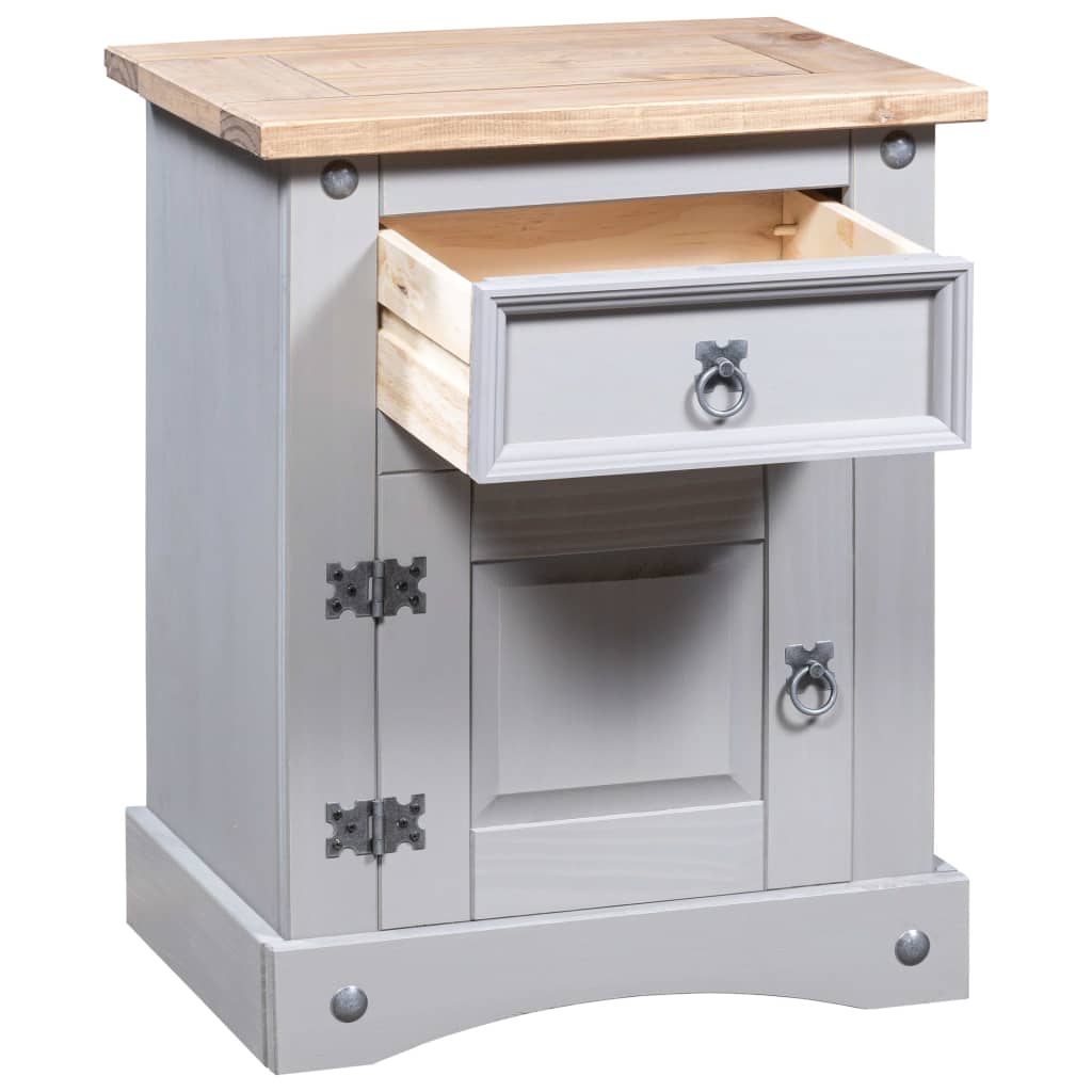 Nachttisch im Mexiko-Stil Corona Kiefernholz Grau 53x39x67 cm