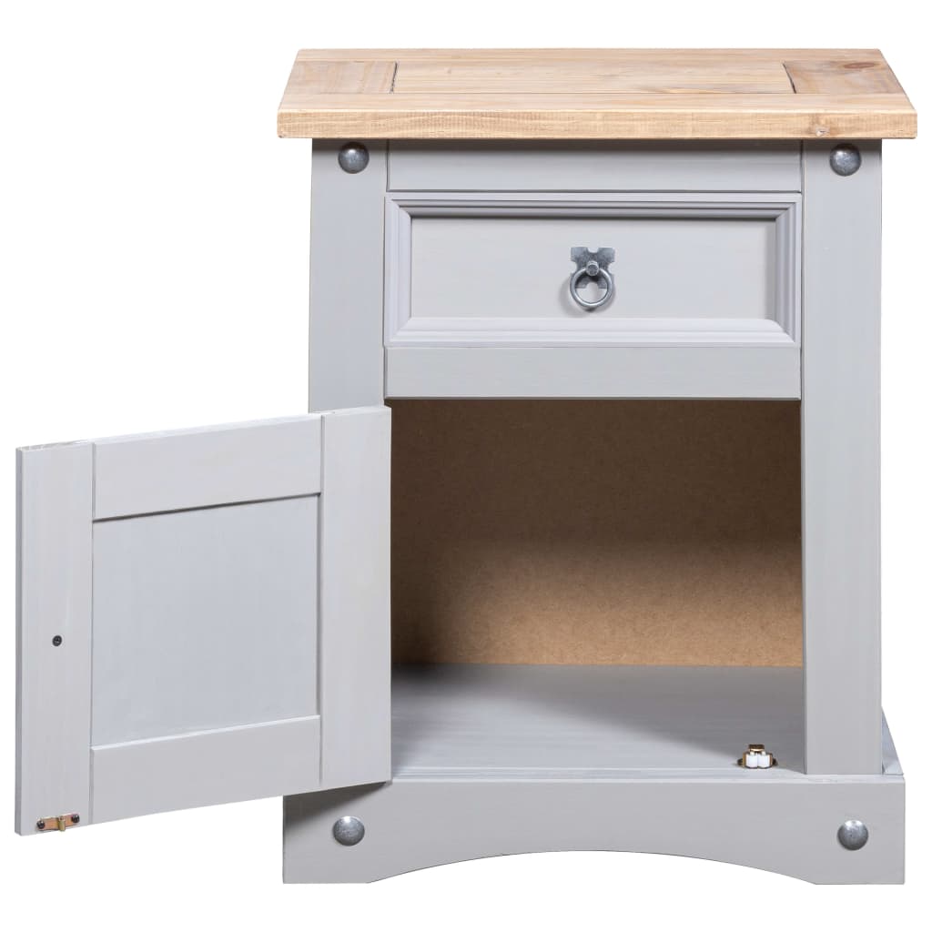 Nachttisch im Mexiko-Stil Corona Kiefernholz Grau 53x39x67 cm